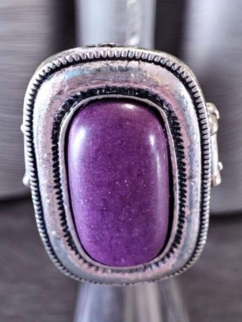 Purple Stone Silver Tone Stretch Band 💥3 for $24💥